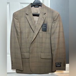 Brand new sports coat. Brown with blue lines